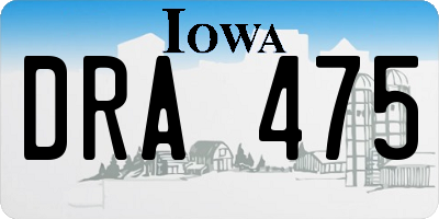IA license plate DRA475