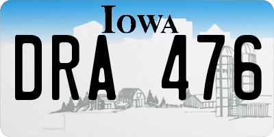 IA license plate DRA476