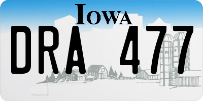 IA license plate DRA477