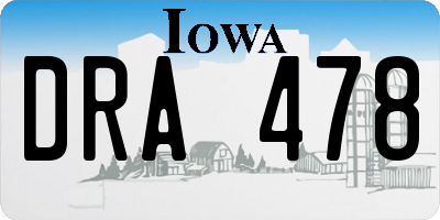 IA license plate DRA478