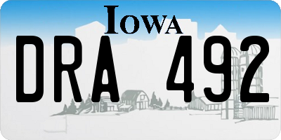IA license plate DRA492