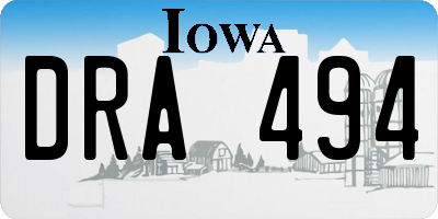 IA license plate DRA494