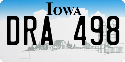 IA license plate DRA498