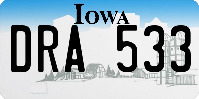 IA license plate DRA533