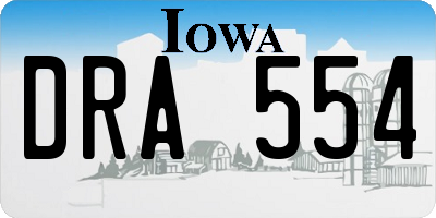 IA license plate DRA554