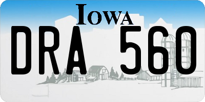 IA license plate DRA560