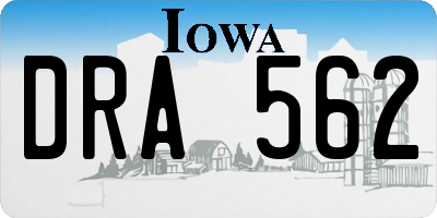 IA license plate DRA562