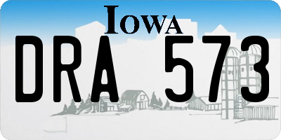 IA license plate DRA573
