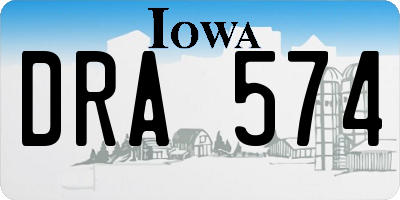 IA license plate DRA574