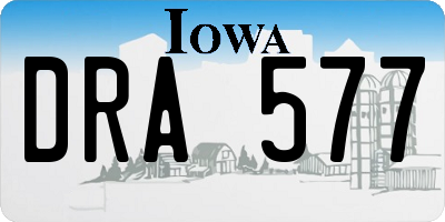 IA license plate DRA577