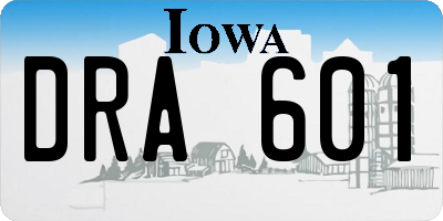 IA license plate DRA601