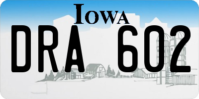 IA license plate DRA602
