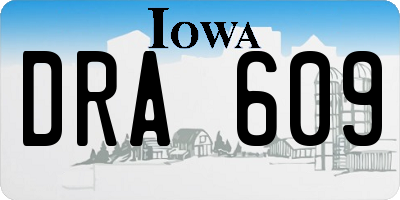 IA license plate DRA609