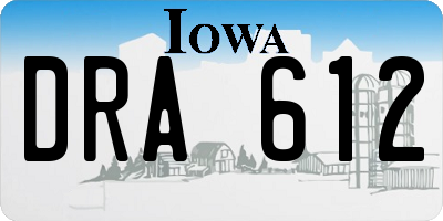 IA license plate DRA612