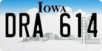 IA license plate DRA614