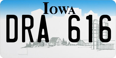 IA license plate DRA616