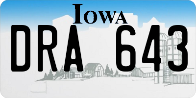 IA license plate DRA643