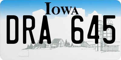 IA license plate DRA645