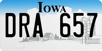 IA license plate DRA657