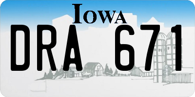 IA license plate DRA671