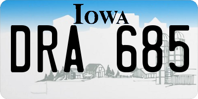 IA license plate DRA685
