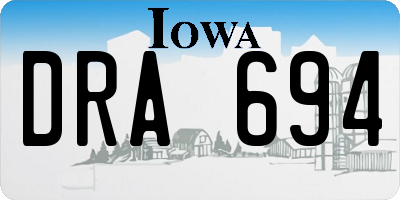 IA license plate DRA694