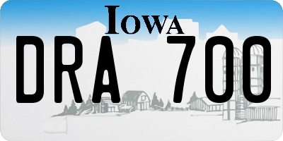 IA license plate DRA700
