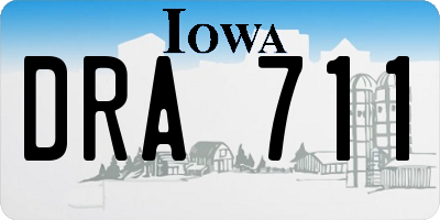 IA license plate DRA711