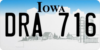 IA license plate DRA716