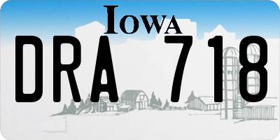 IA license plate DRA718