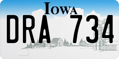IA license plate DRA734