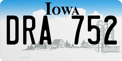 IA license plate DRA752
