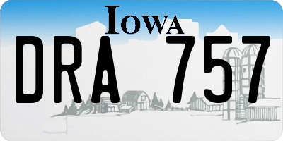 IA license plate DRA757