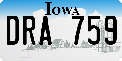 IA license plate DRA759