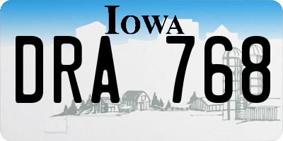 IA license plate DRA768