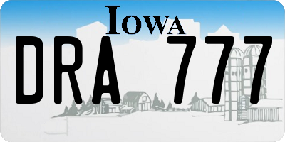 IA license plate DRA777