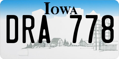IA license plate DRA778