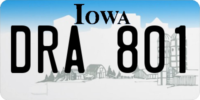 IA license plate DRA801