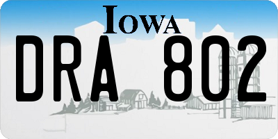 IA license plate DRA802