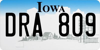 IA license plate DRA809