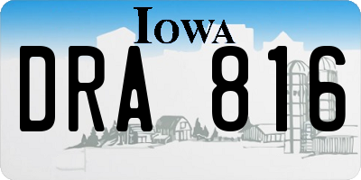 IA license plate DRA816