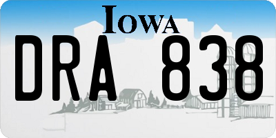 IA license plate DRA838