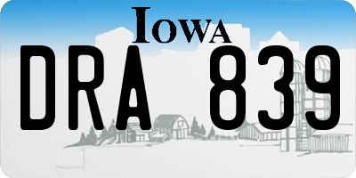 IA license plate DRA839