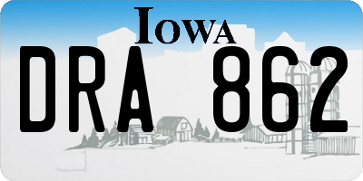 IA license plate DRA862