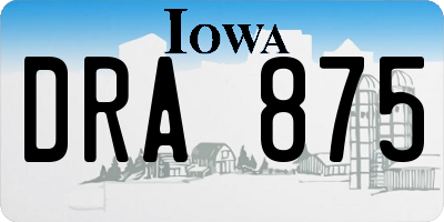 IA license plate DRA875