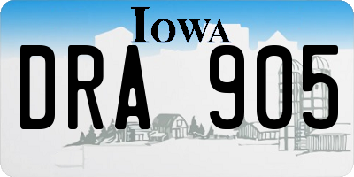 IA license plate DRA905