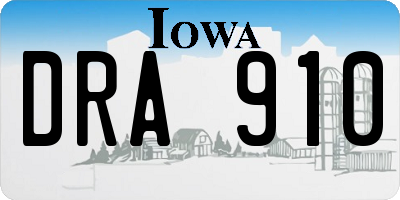 IA license plate DRA910