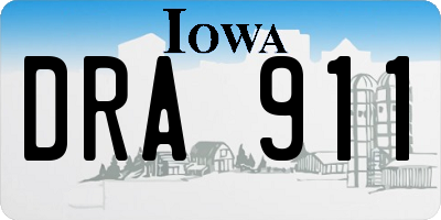 IA license plate DRA911