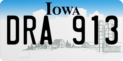 IA license plate DRA913