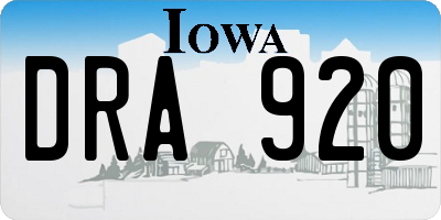 IA license plate DRA920